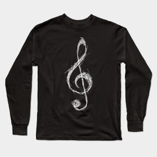 Sketched Treble Clef (white) Long Sleeve T-Shirt